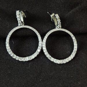 **PENDING** 925 Sterling Silver Pave CZ Circle Dangle Earrings